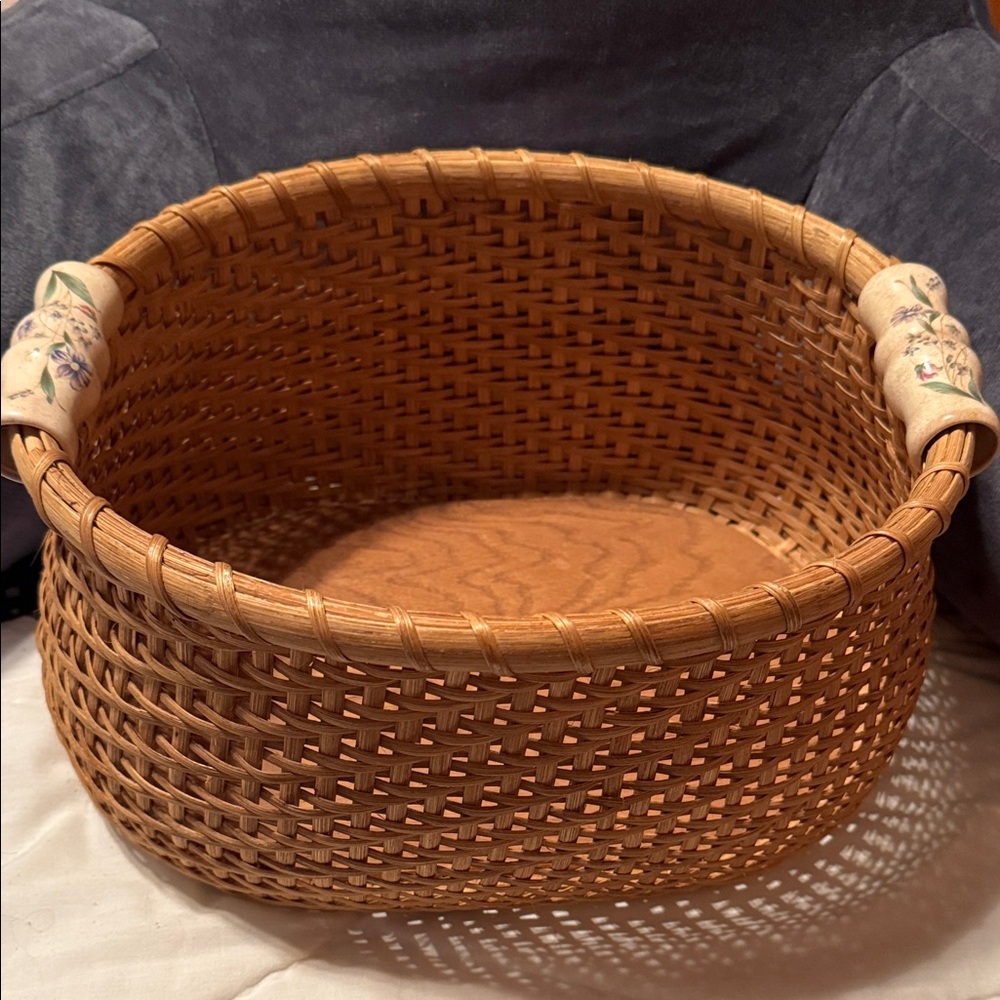 Vintage Handcrafted Woven Basket - Brown